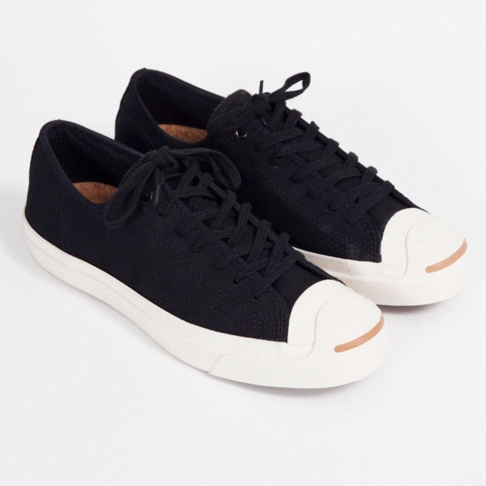 Converse Jack Purcell Black Suede Low Top Sneakers in Size Men's 9.5, Women's 11